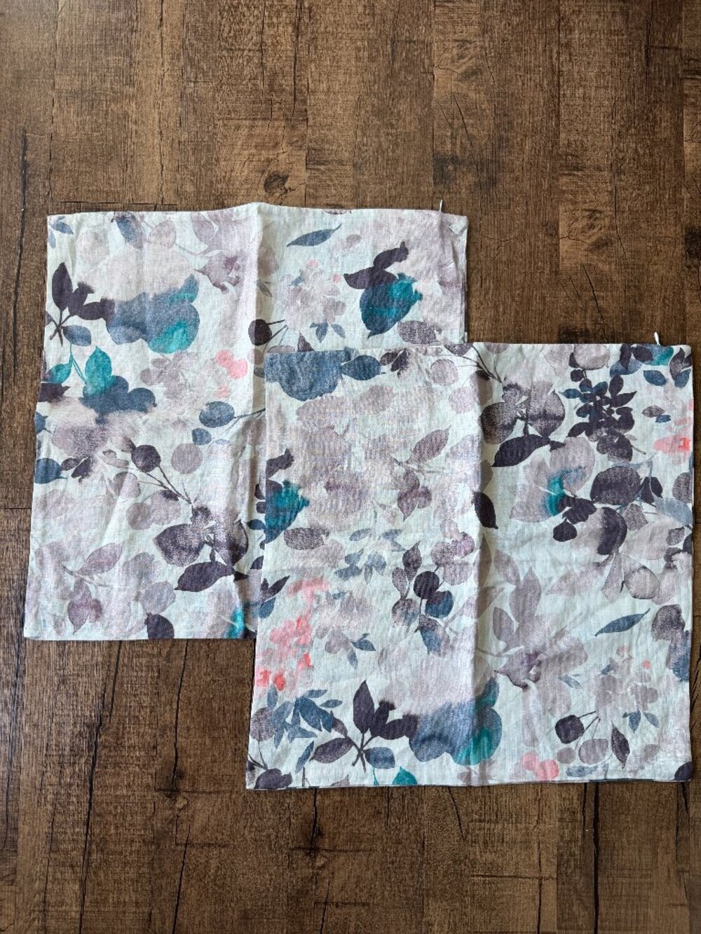 Set of 2 West Elm Linen Decorative Accent Pillow covers in watercolor pattern